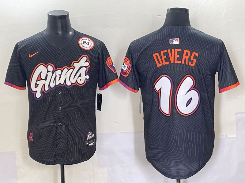 Men 2025 San Francisco Giants #16 Devers Black Joint Name Nike MLB Jersey style 9
